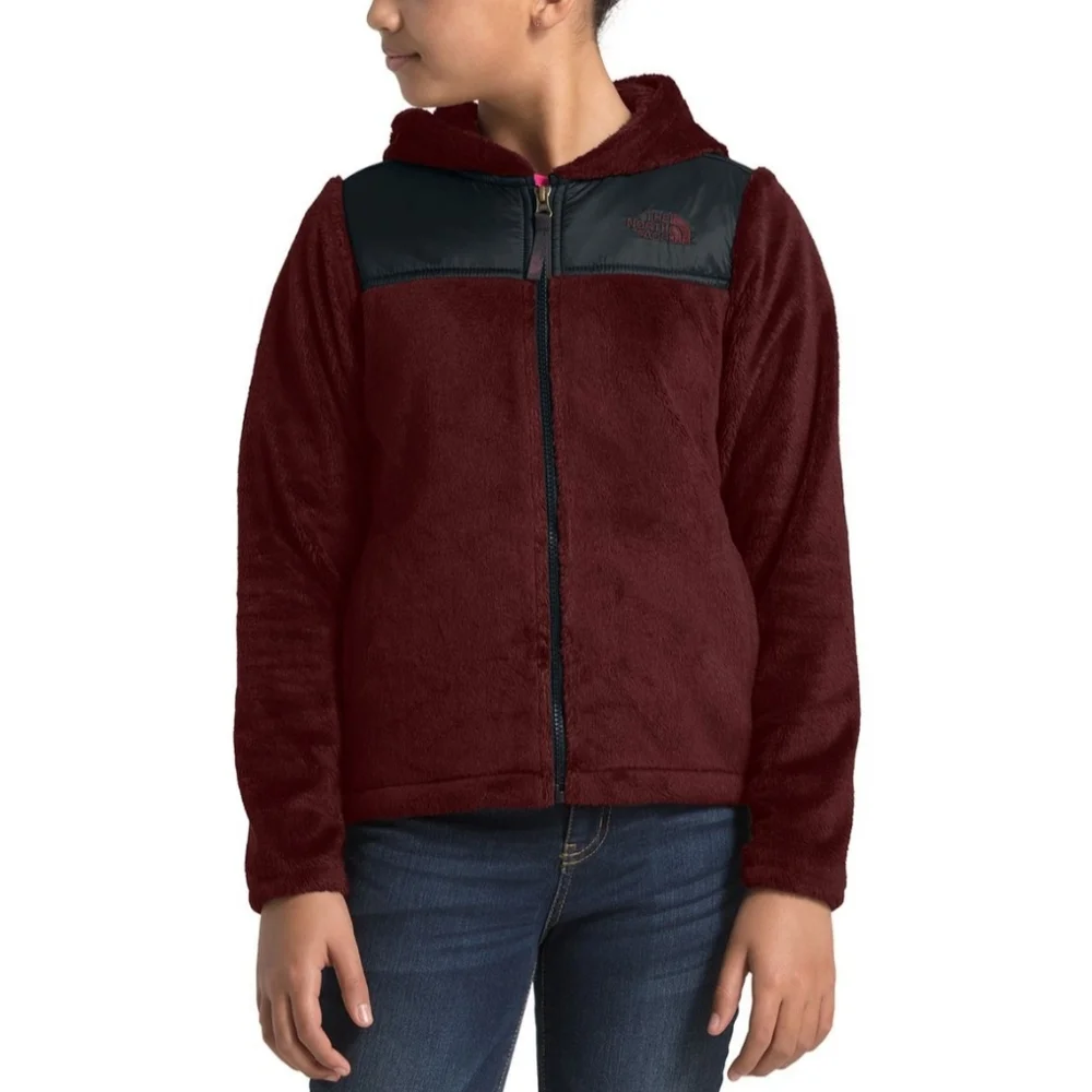 THE NORTH FACE Burgundy Fleece Fleece‎ Full Zip Hoodie Jacket/Coat Girl's SZ 7/8